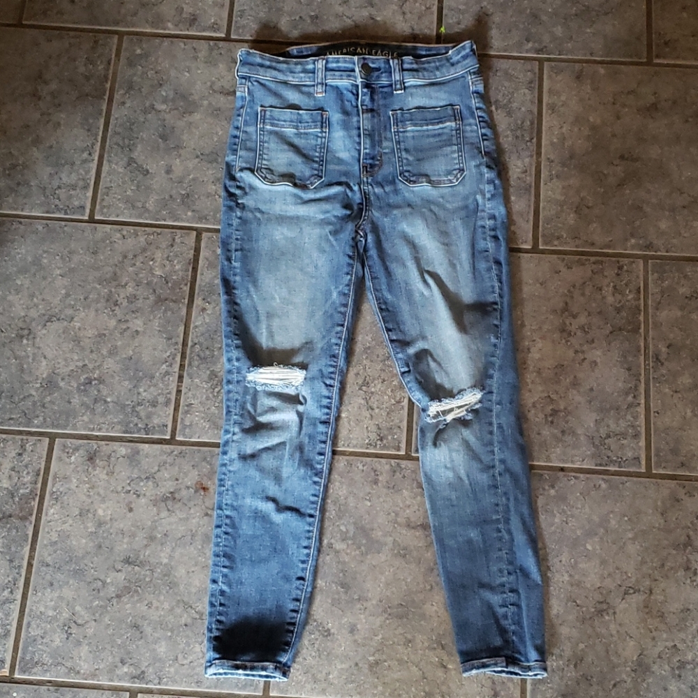 American Eagle high waisted distressed jeggings